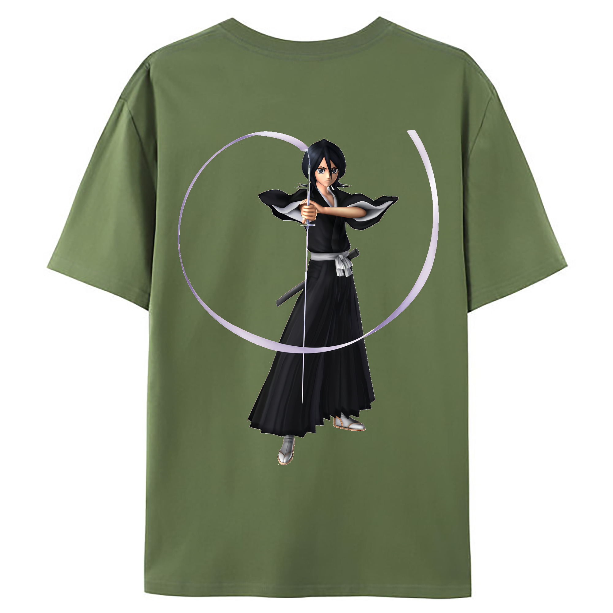 （画像用） ブリーチ 朽木ルキア BLEACH Kuchiki Rukia 綿100％ メンズ半袖Tシャツ（バックプリント） 通気性